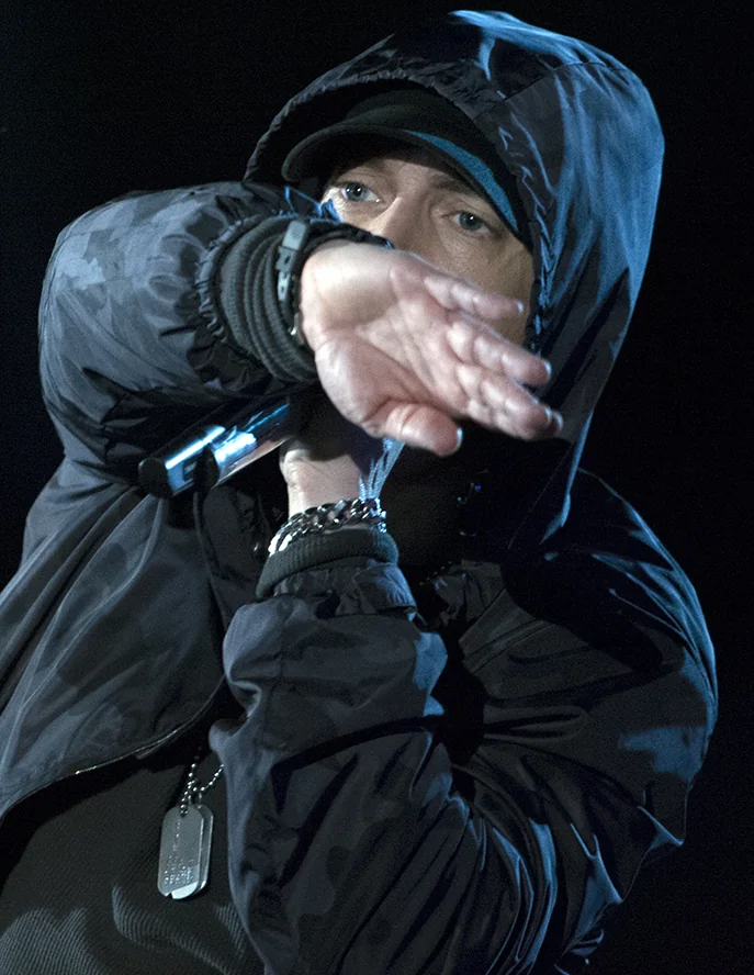 Eminem performing at the 2014 Concert for Valor in Washington, D.C.