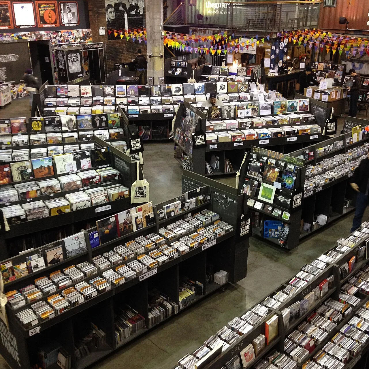 Record bins inside Rough Trade NYC in 2014.